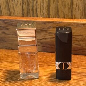 Dior Prestige Advanced Serum and red lipstick.